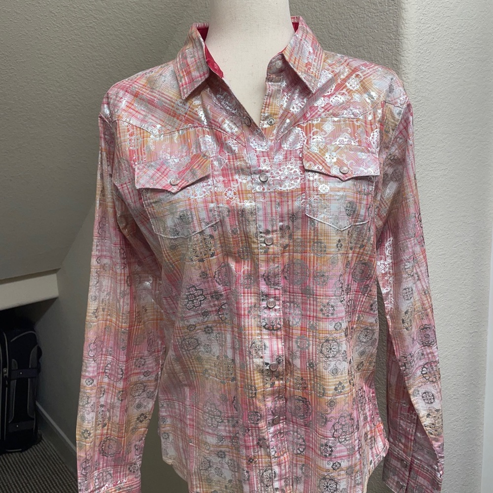 Wrangler Womens Western Rodeo snap shirt M Brand New
